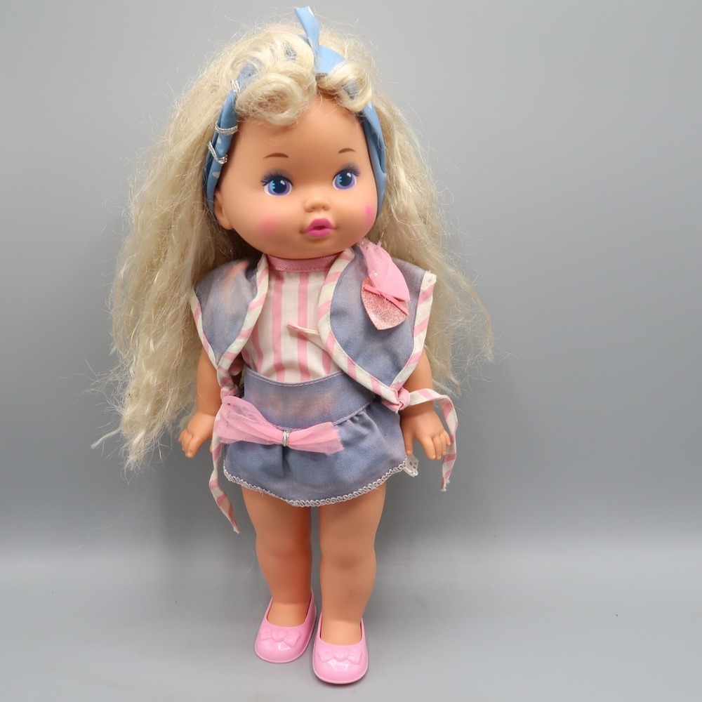 Vintage 1988 Mattel Lil Miss Makeup Doll Blonde Hair Blue Eyes 80s 12 inch